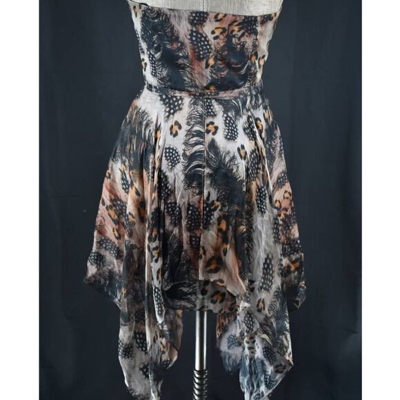 NWT Ever New Melbourne Animal Print Handkerchief Hem Strapless Dress- 6 - Picture 6 of 7